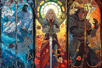 draw fantasy stained glass art for your character