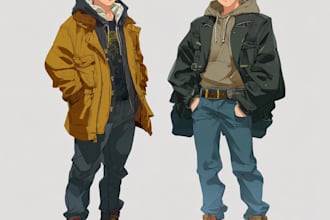 draw anime character an illustration and anime character