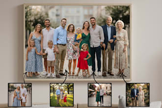 combine and merge several photos into one realistic image