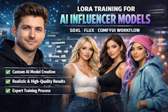 do lora training for ai influencer model using sdxl, flux, comfyui workflow