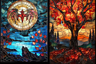 custom 2d glass art design 2d stained glass art