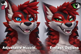 custom vrchat furry avatar with facial features unity quest vtuber vrm 3d model