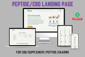 peptide landing page, supplement store, cbd landing page, saarms landing page