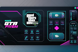 make gta fivem UI designs for hud, menus, inventory, and more