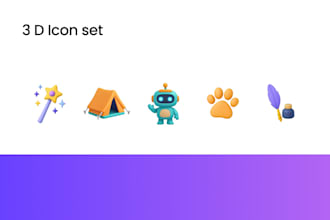 design custom 3d icon set for your website and app