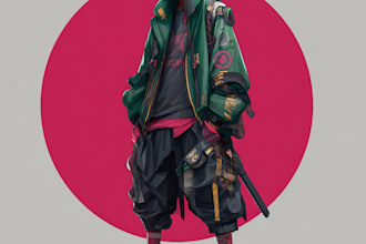 anime, cyberpunk or streetwear character illustrations