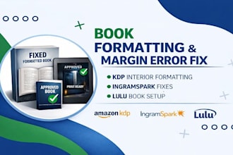 fix your rejected interior file and book cover for amazon KDP, ingramspark, lulu