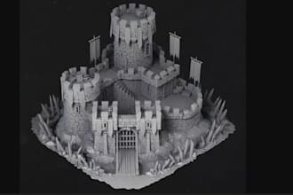 design 3d terrain medieval tabletop castles, 3d miniature terrain building, stl