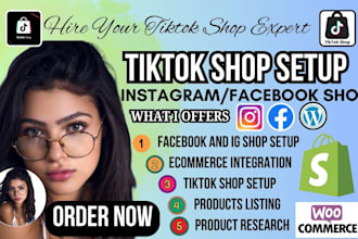 set up tiktok shop, instagram shop, facebook shop, integrate with shopify store
