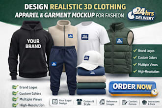 design realistic 3d clothing apparel and garment mockup for fashion brands