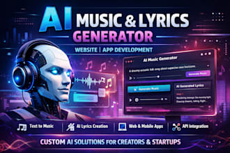 develop ai music and lyrics generator website or app ai text to music app