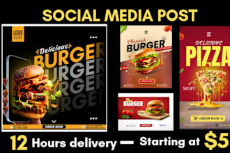 design modern eye catching food post for social media and instagram