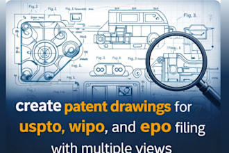create patent drawings for uspto, wipo, and epo filing with multiple views