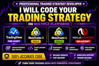 code your trading strategy on tradingview pinescript, mql5, mql4 or ninjatrader