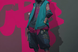 anime, cyberpunk or streetwear character illustrations