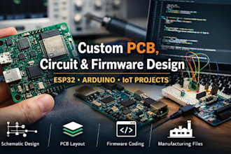 design custom electronics pcb circuit board schematic esp32 aurdino firmware