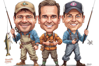 personalized fisherman caricature drawing from photo