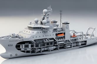 create professional 3d ship and boat model for rendering and 3d printing