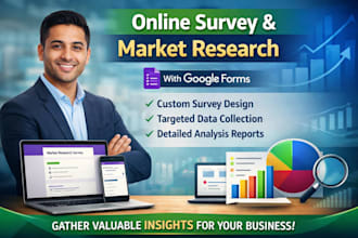 conduct online survey on jotform, typeform, google form, market research