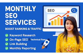 provide complete monthly SEO service with audit, on page, backlinks, and report