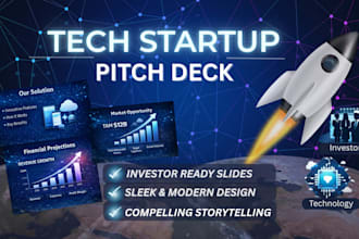 design an investor ready tech startup pitch deck or a modern saas