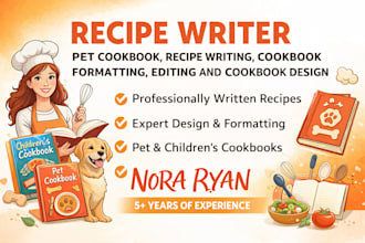 design, write, edit your cookbook recipe, pet cookbook, recipe journal ebook