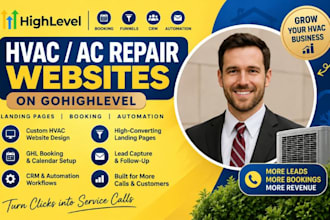 design gohighlevel hvac website ac repair landing page  ghl booking  funnel