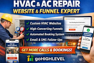 design ghl ac repair website hvac technician landing page ghl booking service