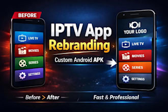do rebranding for all iptv app, tivimate, ibproplayer, cpanal, app design