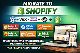 migrate wordpress to shopify wix to shopify woocomerce squarespace to shopify