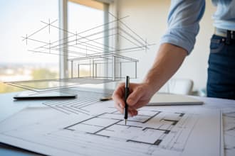 design swimming pool, garage, drainage, floor plan, framing as italian architect