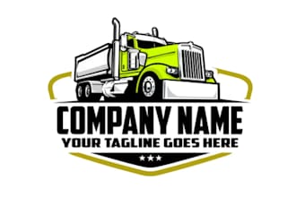 design semi truck, transport, logistic and trucking logo