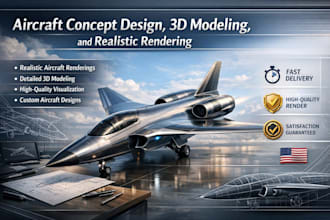 design aircraft concept, 3d airplane model , realistic rendering