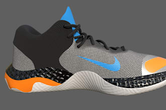 design 3d shoe modeling, 3d custom footwear 3d design services