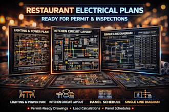 provide restaurant electrical plans ready for permit and inspections
