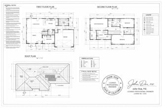 pe stamp architectural floor plans and roof layouts mep permit for california