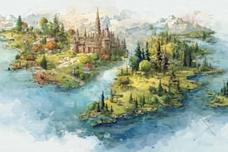create dreamy map in watercolor style