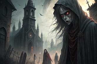 dark anime style illustration for horror, gore, and gothic
