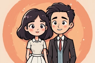 create a professional cartoon couple art