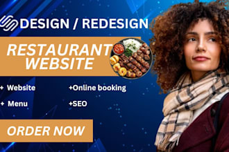 design a restaurant website with menu on wordpress, wix or squarespace