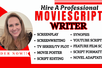 write movie script screenplay tv series short film comedy funy true crime script