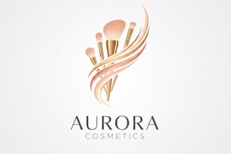 design a stylish makeup brushes logo for your beauty brand