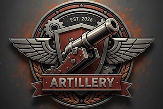 design a powerful  bold artillery logo
