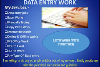 do data entry, typing, copy paste and data transcription