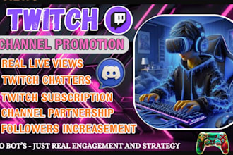 promote your twitch channel to get real followers, live views, get you partner