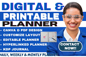 do a stunning PDF design,printable and digital planner on canva or PDF