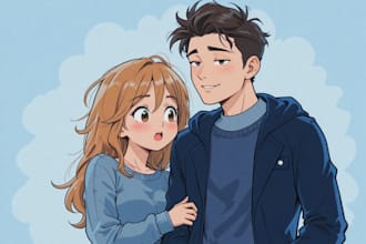 design a custom cute cartoon couple