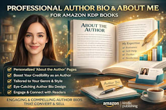 write a professional author bio and about me for amazon KDP books