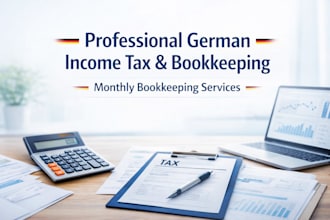 handle german tax filing, elster support and monthly bookkeeping