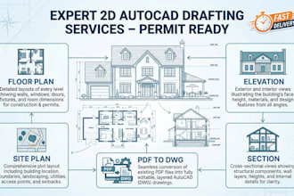 draft 2d floor plan elevation blueprint construction draw architecture autocad